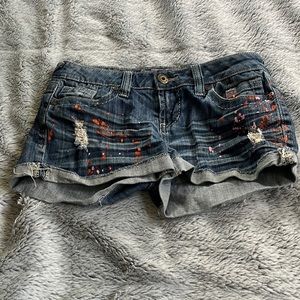 cute shorts with paint splatter design
